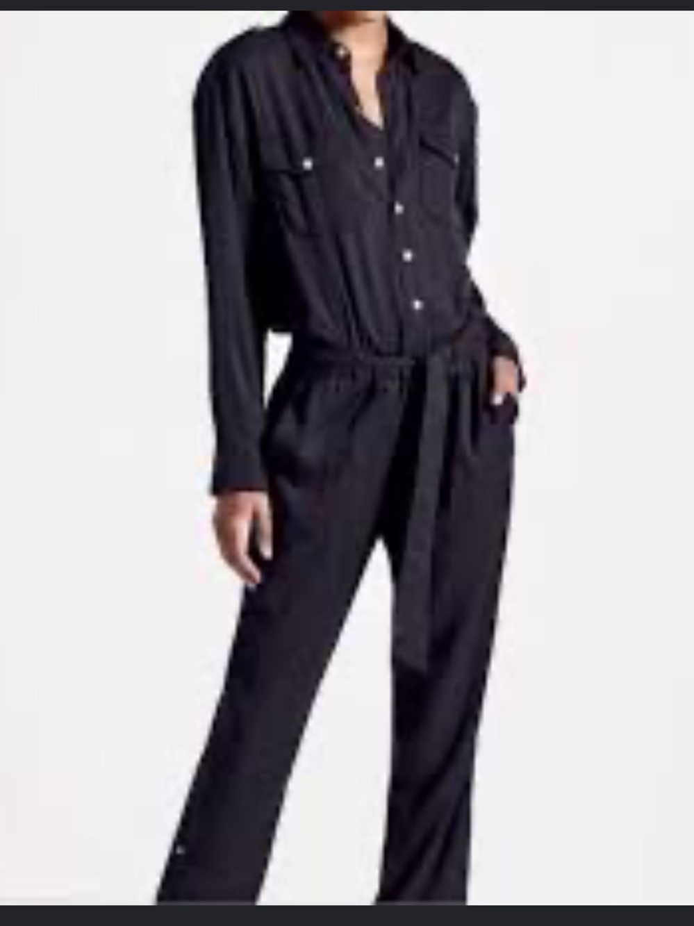 Current/Elliott Black Long-Sleeve Utility Jumpsuit size 1 oversized.